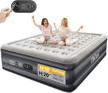 Load image into Gallery viewer, OhGeni Cal King Air Mattress with Built in Pump, 18" Tall Inflatable Blow Up Bed, Luxury Comfort for People(190CM Height), Keep Feet from Dangling, Foldable &amp; Portable Colchon inflables, Black