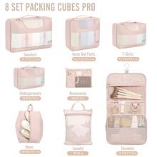 Load image into Gallery viewer, VEKEN 8 Set Packing Cubes for Travel, Beach Vacation Essentials Accessories, Suitcase Organizer Bags for Luggage with Hanging Toiletry &amp; Shoe Bag, Birthday Gifts for Women Mom Her