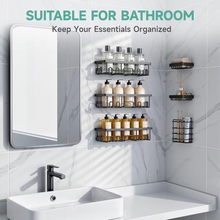 Load image into Gallery viewer, Veken Shower Caddy 6-Pack, Advanced Rustproof Design, No Drilling Adhesive Shelves, Rack with Soap Holder, Large Capacity Bathroom Organizers and Storage, Wall-Mounted Kitchen &amp; Home Decor, Black