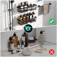 Load image into Gallery viewer, Veken Shower Caddy 6-Pack, Advanced Rustproof Design, No Drilling Adhesive Shelves, Rack with Soap Holder, Large Capacity Bathroom Organizers and Storage, Wall-Mounted Kitchen &amp; Home Decor, Black