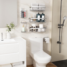 Load image into Gallery viewer, Veken Rustproof Shower Caddy 6-Pack, Ideal for Gift, Large Wall Mounted Rack, Bathroom Shelves Over Toilet, Organizer Storage Accessories with Soap Dish &amp; Toothbrush Holder, Silver