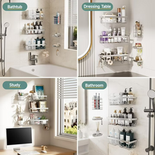 Load image into Gallery viewer, Veken Rustproof Shower Caddy 6-Pack, Ideal for Gift, Large Wall Mounted Rack, Bathroom Shelves Over Toilet, Organizer Storage Accessories with Soap Dish &amp; Toothbrush Holder, Silver