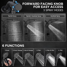 Load image into Gallery viewer, Veken Wide Rain Shower Head with Multi-Modes Handheld Water Spray,High Pressure Showerhead Combo with Arm for Bathroom Accessories,Home Decor Adjustable Dual Shower with Anti-Clog Nozzles,Matte Black