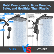 Load image into Gallery viewer, Veken Wide Rain Shower Head with Multi-Modes Handheld Water Spray,High Pressure Showerhead Combo with Arm for Bathroom Accessories,Home Decor Adjustable Dual Shower with Anti-Clog Nozzles,Matte Black