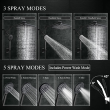 Load image into Gallery viewer, Veken Wide Rain Shower Head with Multi-Modes Handheld Water Spray,High Pressure Showerhead Combo with Arm for Bathroom Accessories,Home Decor Adjustable Dual Shower with Anti-Clog Nozzles,Matte Black