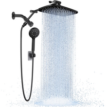 Load image into Gallery viewer, Veken Wide Rain Shower Head with Multi-Modes Handheld Water Spray,High Pressure Showerhead Combo with Arm for Bathroom Accessories,Home Decor Adjustable Dual Shower with Anti-Clog Nozzles,Matte Black