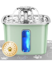 Load image into Gallery viewer, Veken Innovation Award Winner Stainless Steel Cat Water Fountain, 108oz/3.2L Automatic Pet Fountain Dog Water Dispenser with Replacement Filters &amp; Silicone Mat for Cats, Dogs (Tea Green)