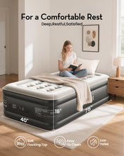 Load image into Gallery viewer, OhGeni Twin Air Mattress with Built in Pump, Blow up Mattresses, Ideal Alternative to a Bed, 18" Raised Blow Up Colchones Inflables Airbed for Guests &amp; Home, Ideal for Home Use and Outdoor Camping