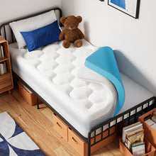 Load image into Gallery viewer, OhGeni 4 inch Dual Layer Twin XL Mattress Topper for College Dorm Room Essentials, 2 inch Gel Memory Foam, 2 inch Down Alternative Pillow Top Pad, Mattresses Cover for Bed, 6"-19" Deep Pocket