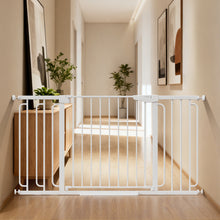 Load image into Gallery viewer, Cumbor 36.6-59" Extra Wide Baby Gate for Stairs, Auto Close Dog Gate White Double Lock Safety for Doorways, One-Hand Open with 2-Way Swing, Child Gate for Toddler &amp; Pets, Pressure or Hardware Mounted