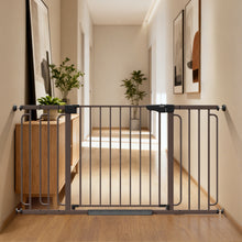 Load image into Gallery viewer, Cumbor 36.6-59" Extra Wide Baby Gate for Stairs, Auto Close Dog Gate Brown Double Lock Safety for Doorways, One-Hand Open with 2-Way Swing, Child Gate for Toddler &amp; Pets, Pressure or Hardware Mounted