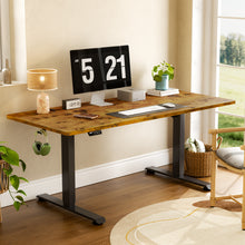 Load image into Gallery viewer, Veken 63" x 28" Super Large Standing Desk, Height Adjustable Electric Computer Desk, Sit to Stand Up, Modern Workstation for Home Office, Walking Pad, Writing, Gaming Bedroom Study, Brown