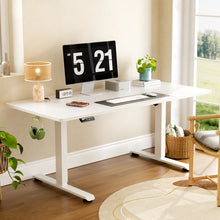 Load image into Gallery viewer, Veken 63" x 28" Super Large Standing Desk, Height Adjustable Electric Computer Desk, Sit to Stand Up, Modern Workstation for Home Office, Walking Pad, Writing, Gaming Bedroom Study, White