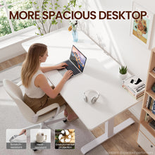Load image into Gallery viewer, Veken 63" x 28" Super Large Standing Desk, Height Adjustable Electric Computer Desk, Sit to Stand Up, Modern Workstation for Home Office, Walking Pad, Writing, Gaming Bedroom Study, White