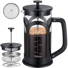 Load image into Gallery viewer, BAYKA French Press Coffee Maker, Large Classic Copper 304 Stainless Steel Coffee Press, Cold Brew Heat Resistant Thickened Borosilicate Coffee Pot for Camping Travel Gifts, 34 Ounce